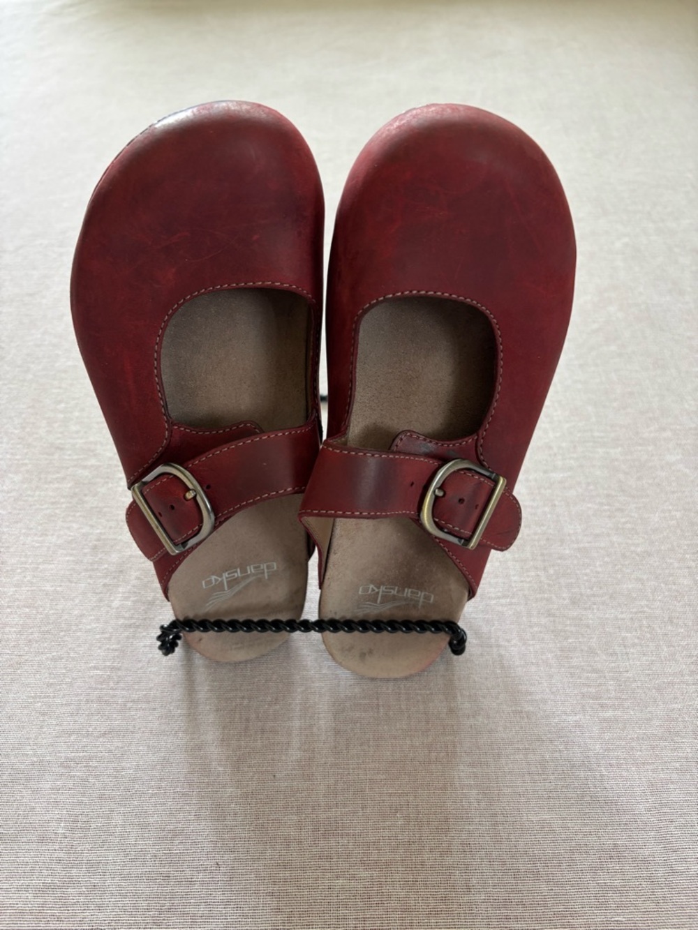 Dansko Women's Red Leather Mary Jane Clogs with Buckle Strap - Picture 8 of 13